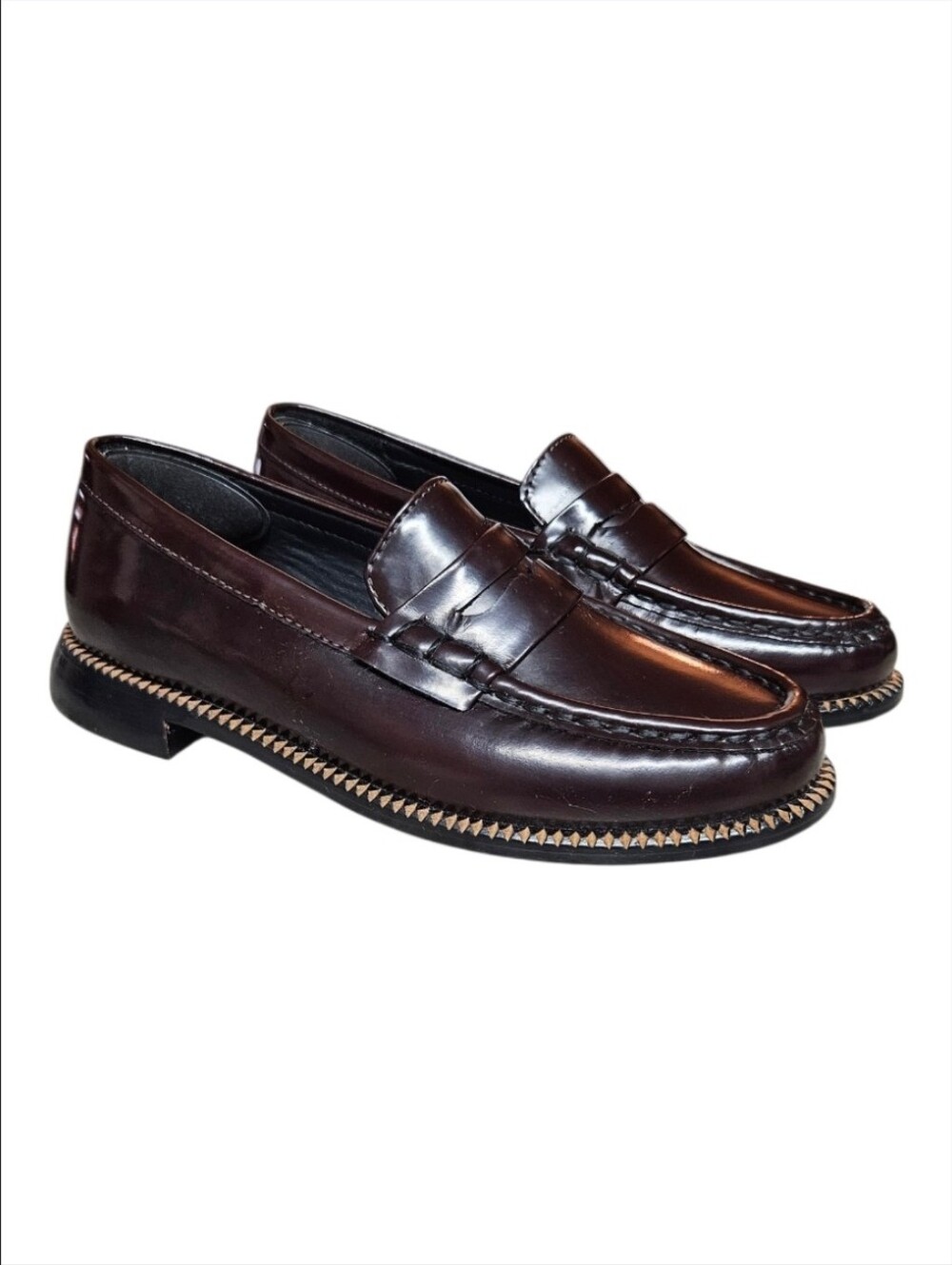 FREDA SALVADOR | Elba Espresso Spazzolato Leather Penny Loafers Size 6
